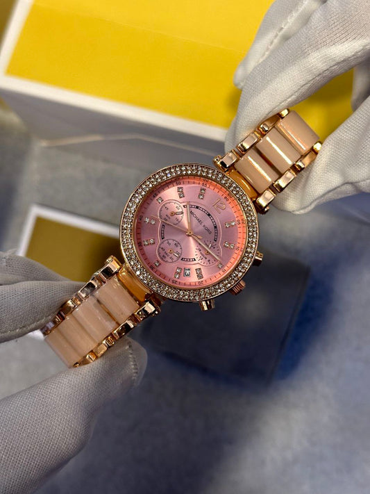 Michael Kors Luxury White & Gold Stylish Girls Watch